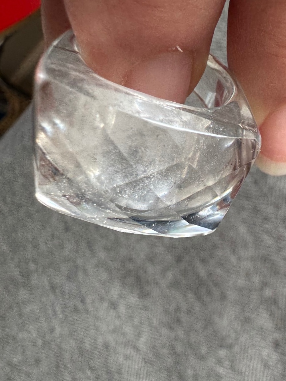 NWOT, ROOST, FACETED TOP, CLEAR ACRYLIC RING, SIZE 7 - Picture 9 of 14